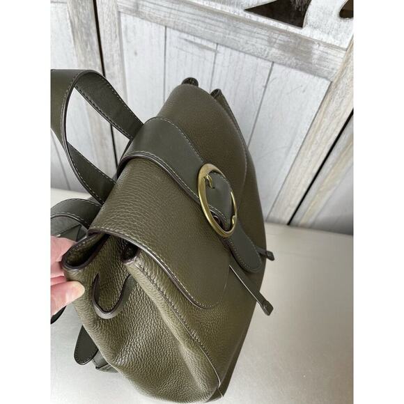 Polo Ralph Lauren Lennox Olive Green Leather Buckle Backpack Cinch Bag - Picture 6 of 8